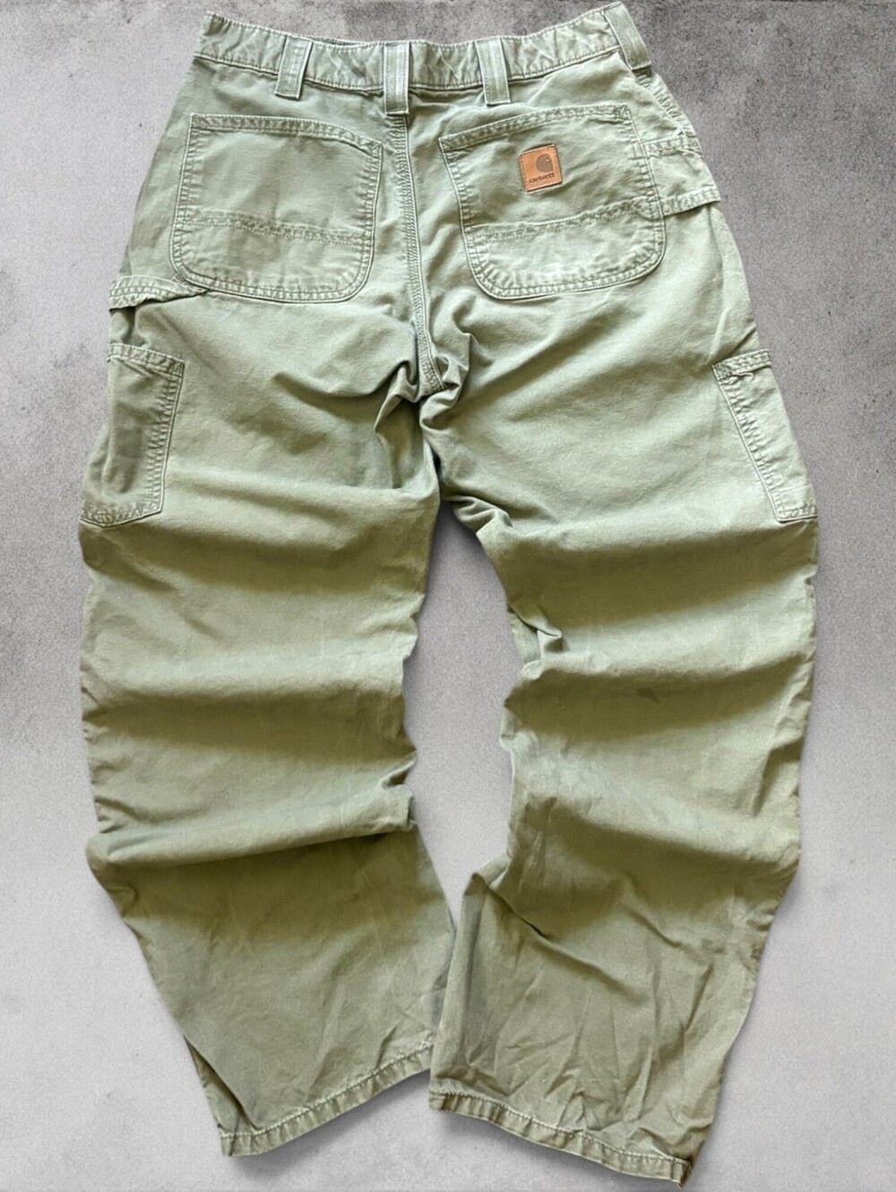 Vintage 90s Mos Green Carpenter Pants Size 30 x 30 Dungaree Fit  Utility Canvas